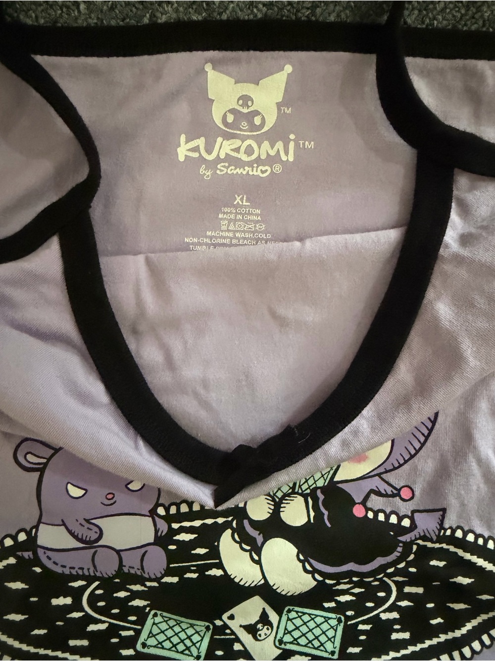 Sanrio Kuromi Lavender Pink Black Trim Tank Top - Picture 2 of 3